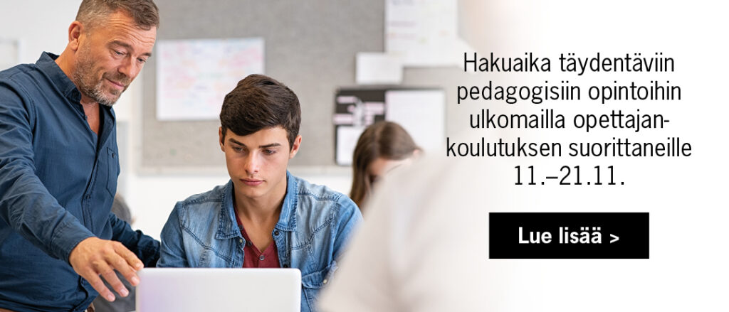 Hakuaika täydentäviin pedagogisiin opintoihin ulkomailla opettajankoulutuksen suorittaneille 11.–22.11.